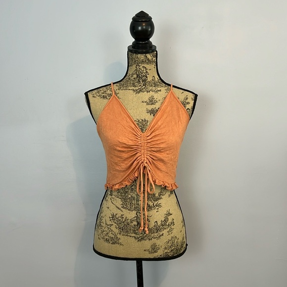 Ruched Drawstring Crop Top - Picture 1 of 6